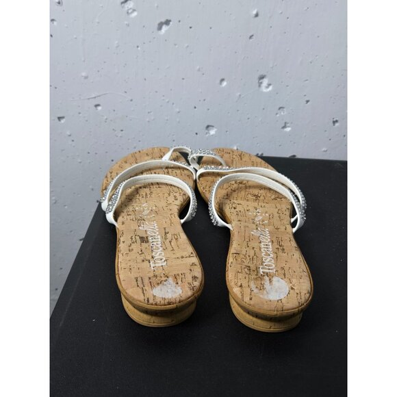 Toscanella Womens Slip On Sandals Size 7 Summer Glitter Neutral Glam Sparkly - Picture 4 of 11